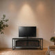 Teak TV Sideboard Intan Lative schwarz 220 cm - Das Holländische Möbelhaus