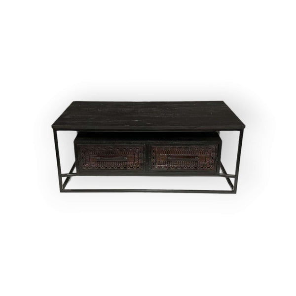 Teak TV Sideboard Intan Lative schwarz 220 cm - Das Holländische Möbelhaus