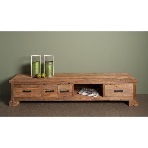 Teak TV Sideboard Lorenzo 4 Schübe 200 cm - Das Holländische Möbelhaus