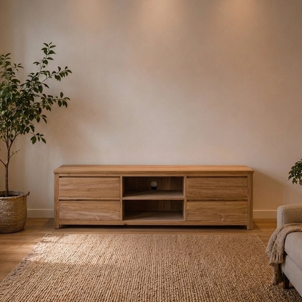 Teak TV Sideboard Losari 200 cm - Das Holländische Möbelhaus