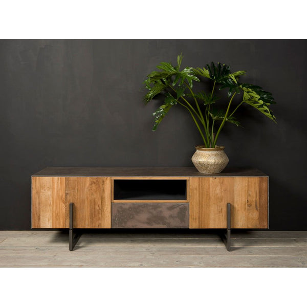 Teak TV Sideboard Ora 2 Türen 1 Schub 167 - Das Holländische Möbelhaus