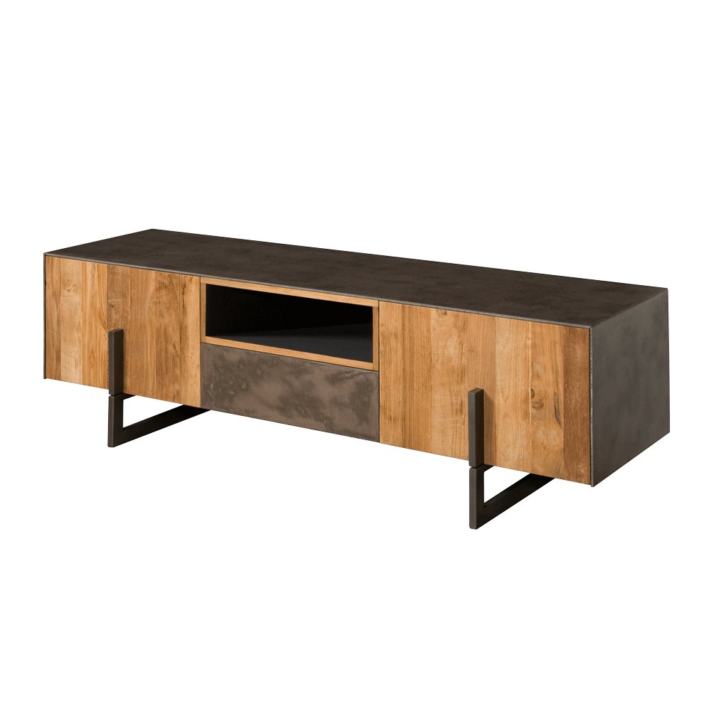 Teak TV Sideboard Ora 2 Türen 1 Schub 167 - Das Holländische Möbelhaus