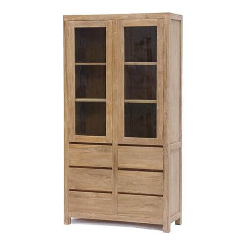 Teak Vitrinenschrank Losari 2 Türen - Das Holländische Möbelhaus