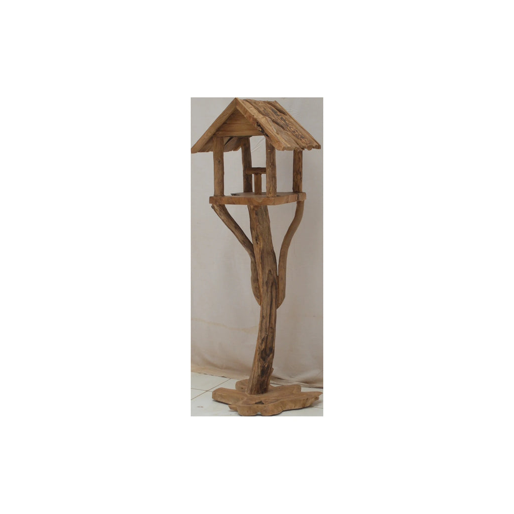 Teak Vogelhaus auf Ständer Bild 1
