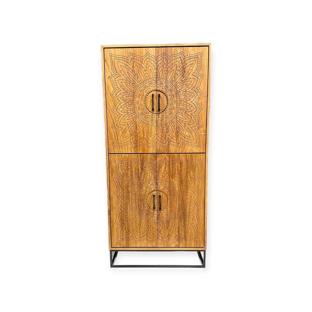 Teak Wandschrank Intan Meteor natur 4 Türen 100 cm - Das Holländische Möbelhaus