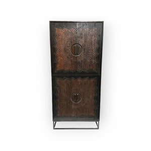 Teak Wandschrank Intan Meteor schwarz 4 Türen 100 cm
