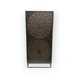 Teak Wandschrank Intan Petok schwarz 4 Türen 100 cm