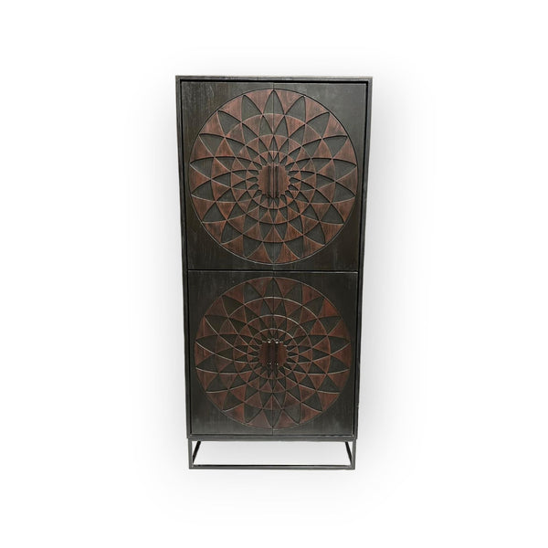 Teak Wandschrank Intan Petok schwarz 4 Türen 100 cm - Das Holländische Möbelhaus