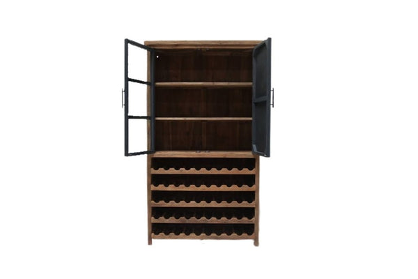 Teak Weinschrank Roda Metalltür 120 cm - Das Holländische Möbelhaus