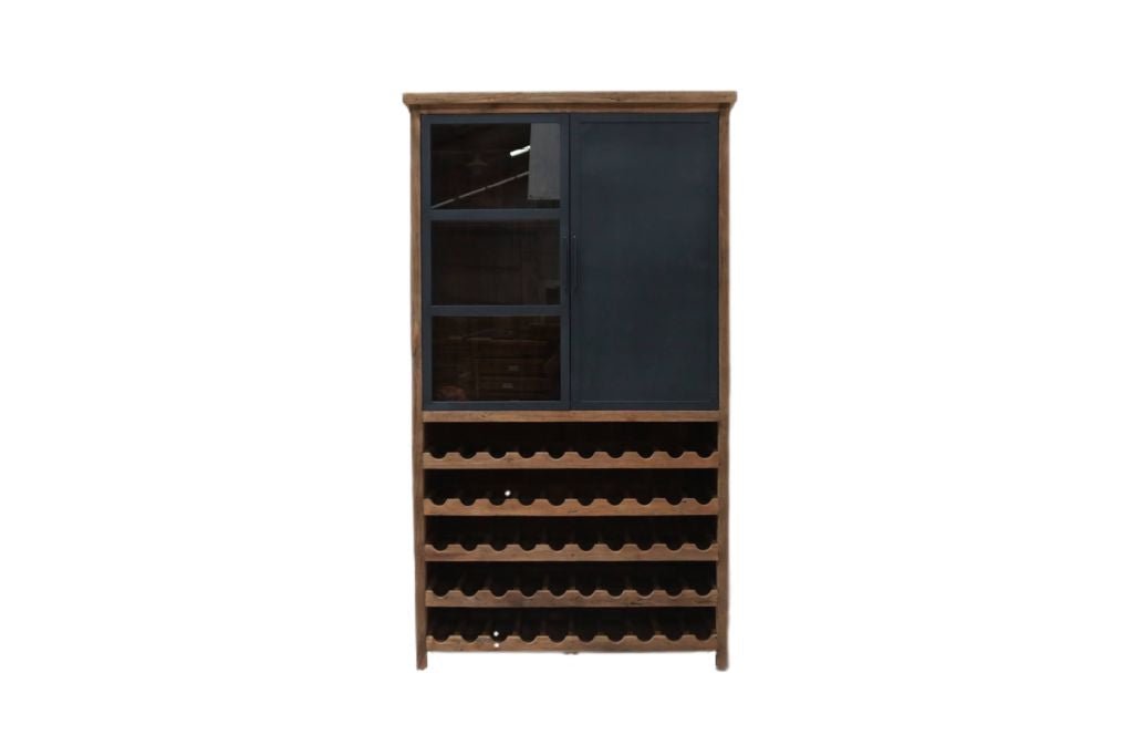 Teak Weinschrank Roda Metalltür 120 cm - Das Holländische Möbelhaus