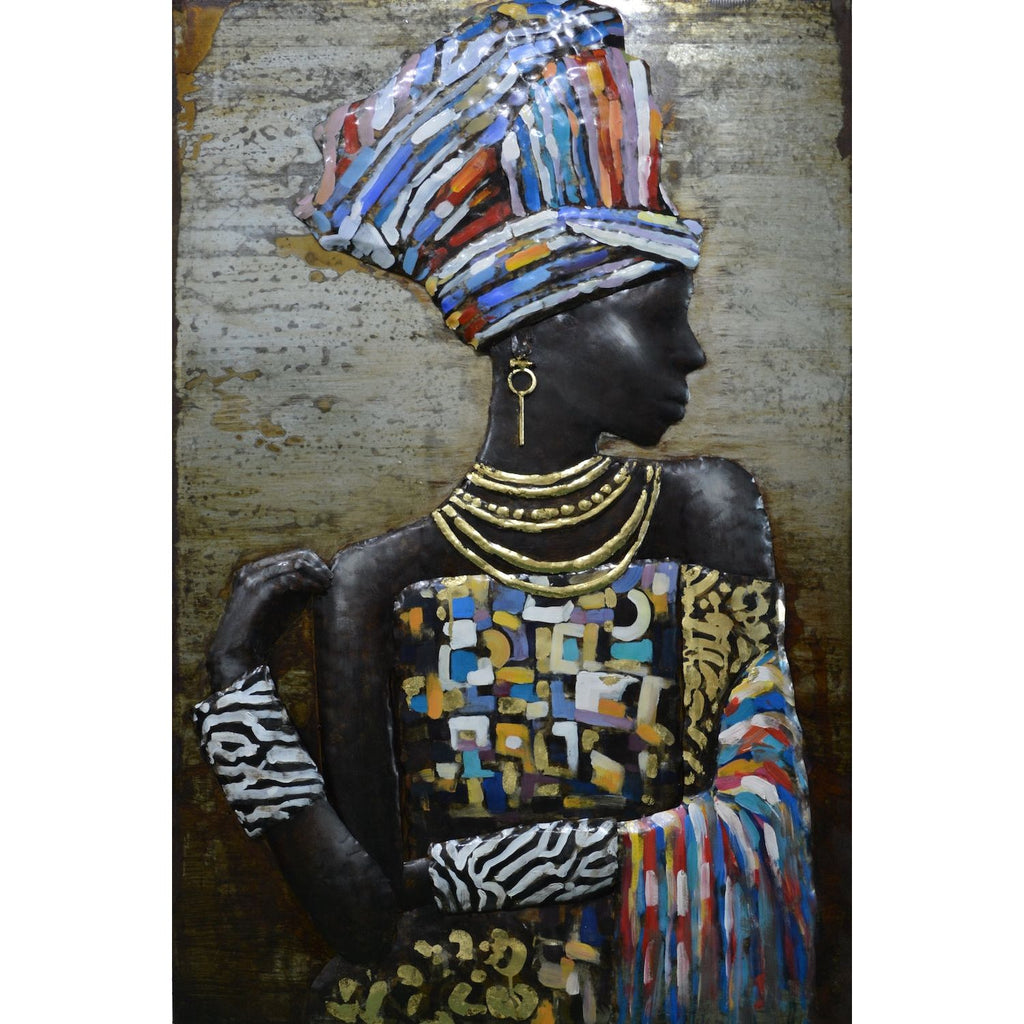 3D Metallbild Afrikanische Frau
