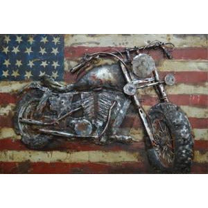 3D Metallbild Harley USA